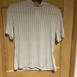 Cream stripped short sleeve turtleneck